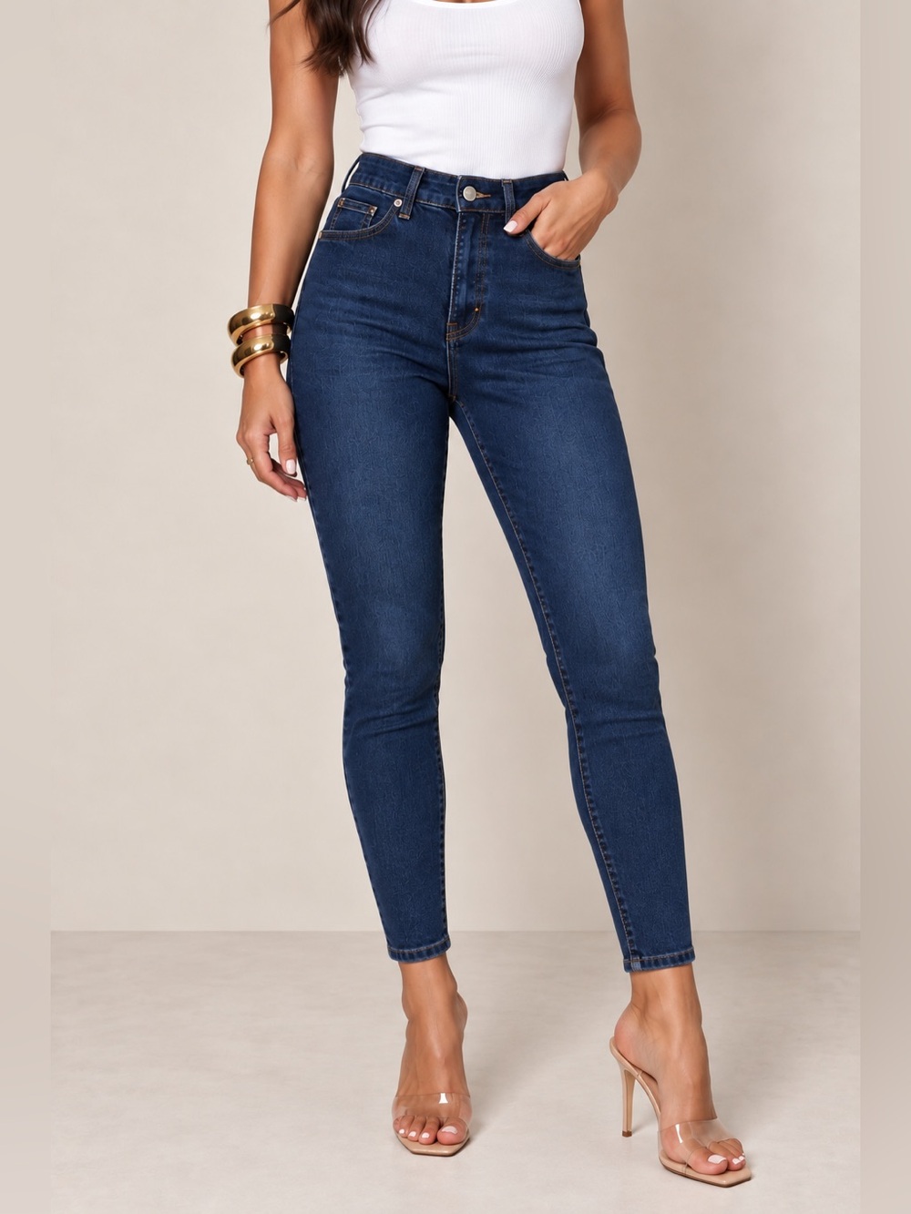 Topshop Dark Blue Slim Straight Jeans